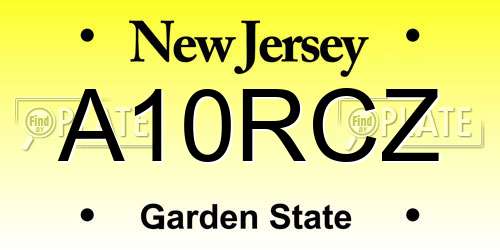 A10RCZ New Jersey License Plate