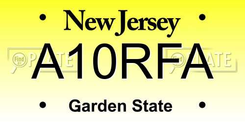 A10RFA New Jersey License Plate
