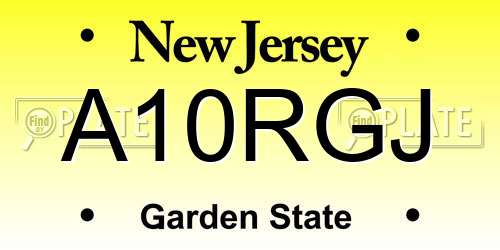 A10RGJ New Jersey License Plate