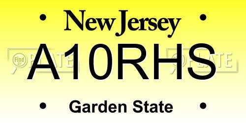 A10RHS New Jersey License Plate