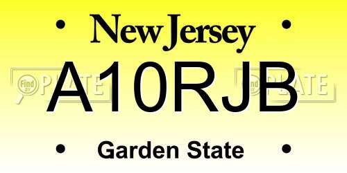 A10RJB New Jersey License Plate