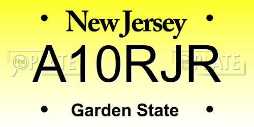 A10RJR New Jersey License Plate