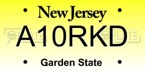 A10RKD New Jersey License Plate