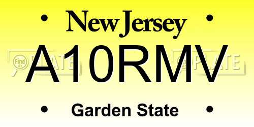 A10RMV New Jersey License Plate