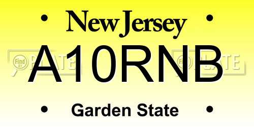 A10RNB New Jersey License Plate