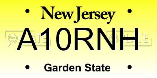 A10RNH New Jersey License Plate