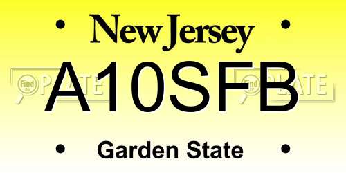 A10SFB New Jersey License Plate