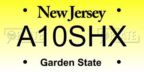 A10SHX New Jersey License Plate