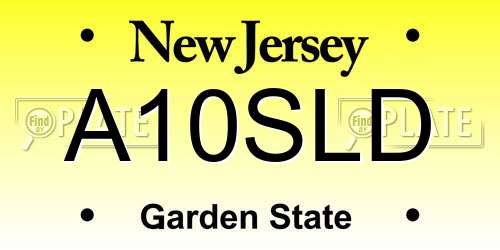 A10SLD New Jersey License Plate