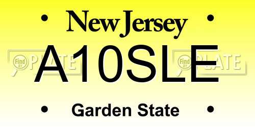 A10SLE New Jersey License Plate