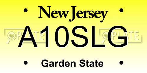A10SLG New Jersey License Plate