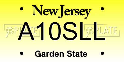 A10SLL New Jersey License Plate