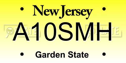 A10SMH New Jersey License Plate