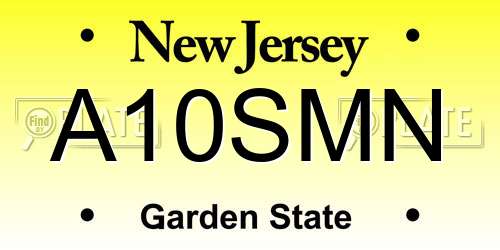 A10SMN New Jersey License Plate