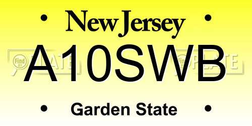 A10SWB New Jersey License Plate