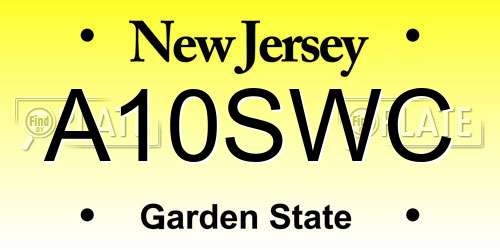 A10SWC New Jersey License Plate