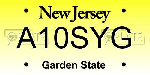 A10SYG New Jersey License Plate