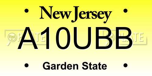 A10UBB New Jersey License Plate