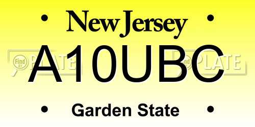 A10UBC New Jersey License Plate