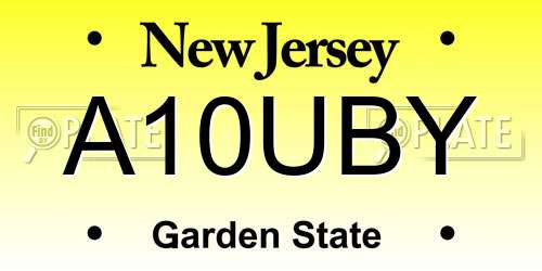 A10UBY New Jersey License Plate