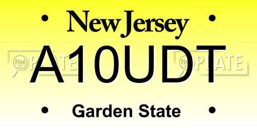 A10UDT New Jersey License Plate