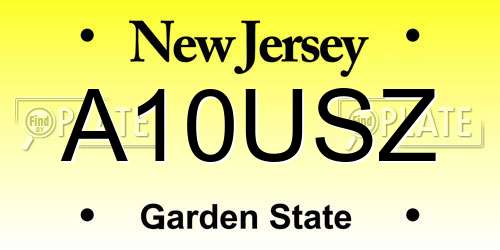 A10USZ New Jersey License Plate