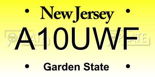 A10UWF New Jersey License Plate