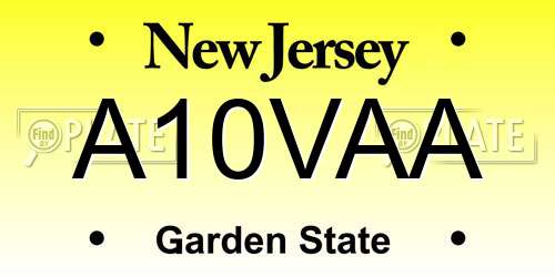 A10VAA New Jersey License Plate