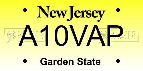 A10VAP New Jersey License Plate