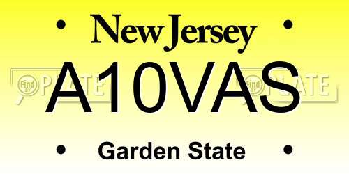 A10VAS New Jersey License Plate