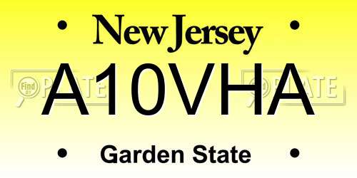 A10VHA New Jersey License Plate