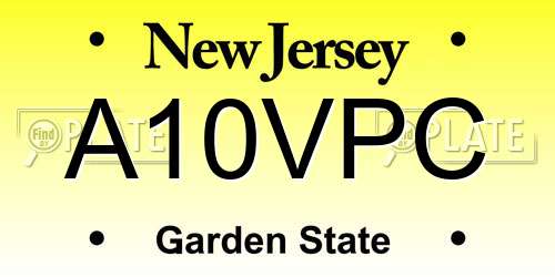 A10VPC New Jersey License Plate