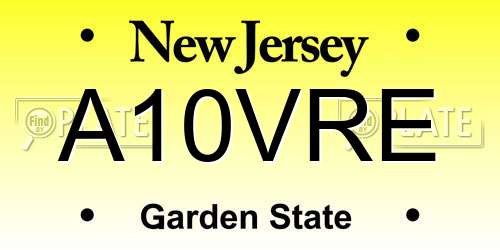 A10VRE New Jersey License Plate