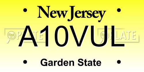 A10VUL New Jersey License Plate