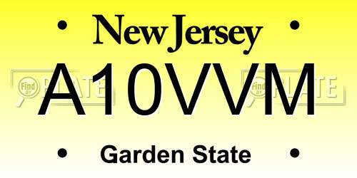 A10VVM New Jersey License Plate