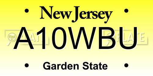 A10WBU New Jersey License Plate