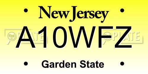 A10WFZ New Jersey License Plate