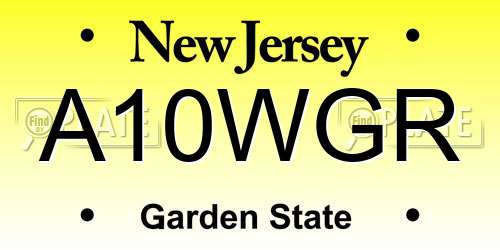 A10WGR New Jersey License Plate