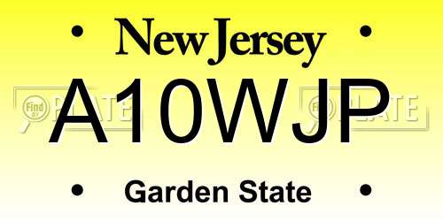 A10WJP New Jersey License Plate