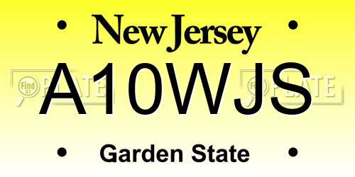 A10WJS New Jersey License Plate