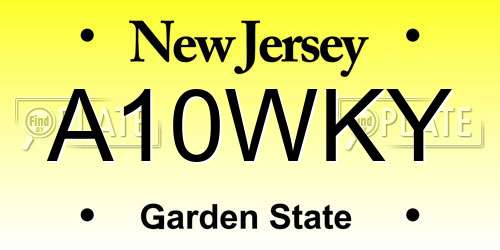 A10WKY New Jersey License Plate