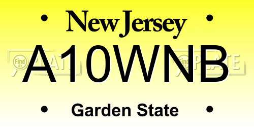 A10WNB New Jersey License Plate