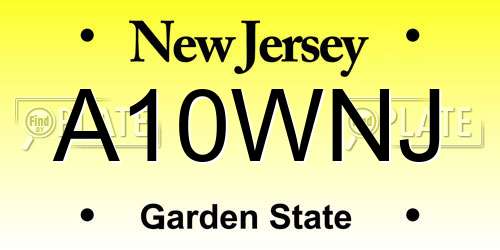 A10WNJ New Jersey License Plate