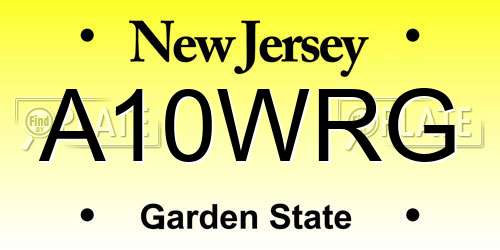 A10WRG New Jersey License Plate