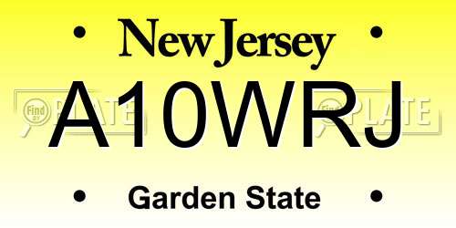 A10WRJ New Jersey License Plate