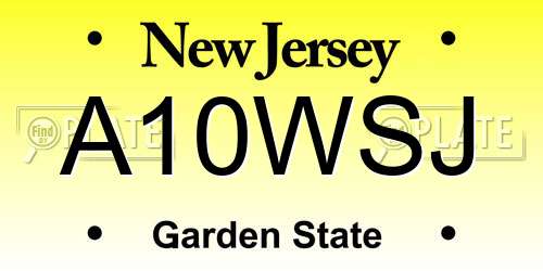 A10WSJ New Jersey License Plate