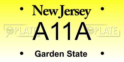 A11A New Jersey License Plate