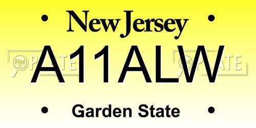 A11ALW New Jersey License Plate