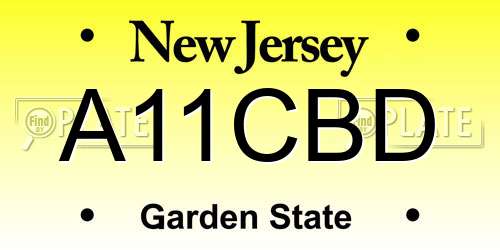 A11CBD New Jersey License Plate