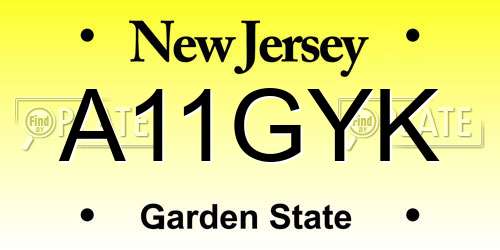 A11GYK New Jersey License Plate
